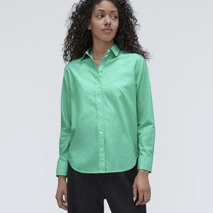 NWT Everlane The Silky Cotton Relaxed Shirt Striped Green Size 0 NEW